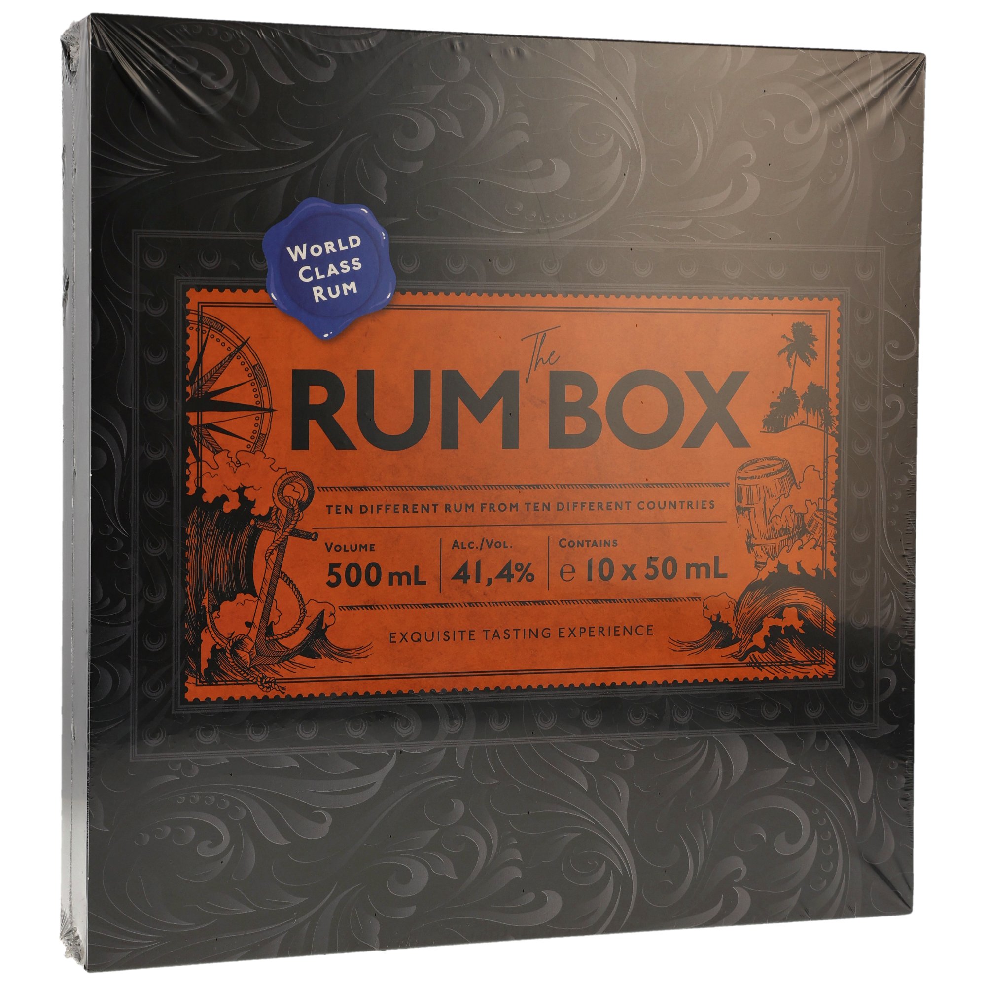 The Rum Box World Class Rum Tasting Set mit 10 verschiedenen 50ml-Rumsorten aus 10 Ländern, 41,4% Vol. in edler Geschenkverpackung