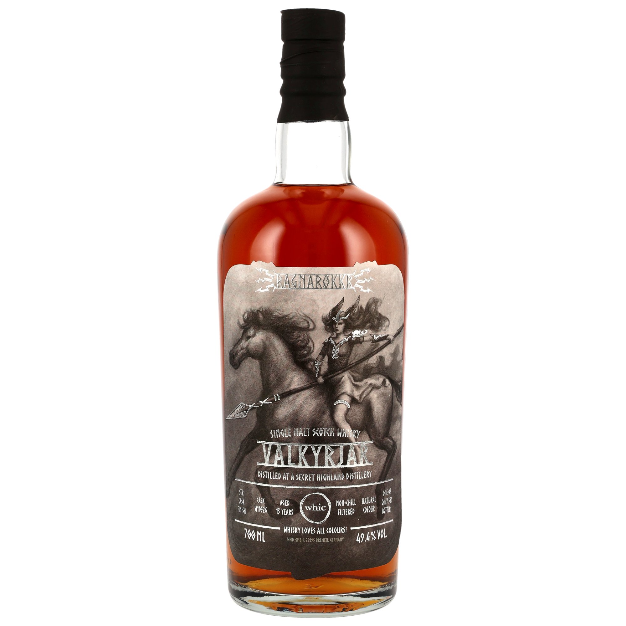 Ragnarökkr Valkyrjar 13 Jahre alter Single Malt Scotch Whisky, 49,4% Vol. in 700 ml Flasche mit nordischer Reitermotiv-Etikettengestaltung