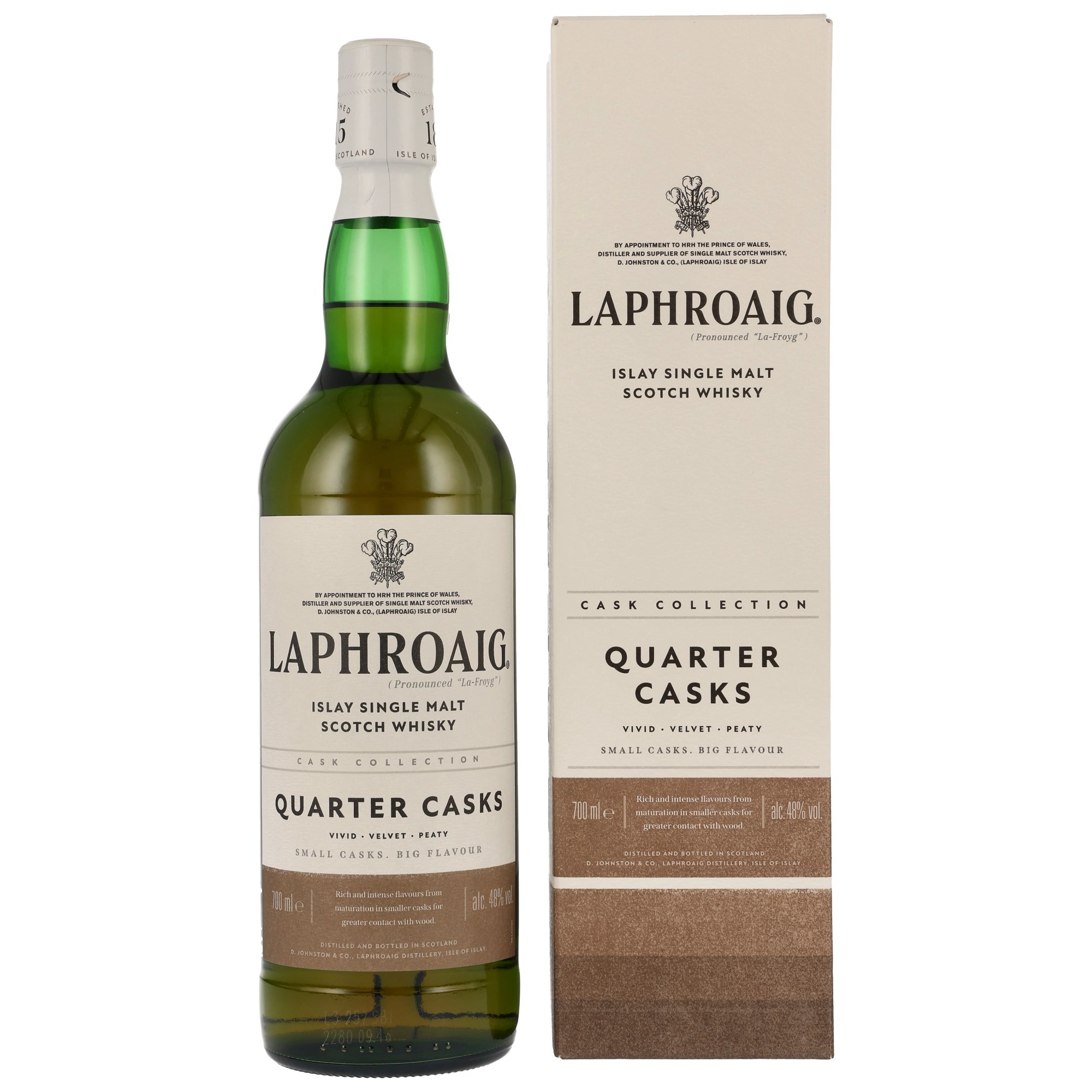 Laphroaig Quarter Cask Islay Single Malt Scotch Whisky 700ml mit Originalkarton, 48% vol.
