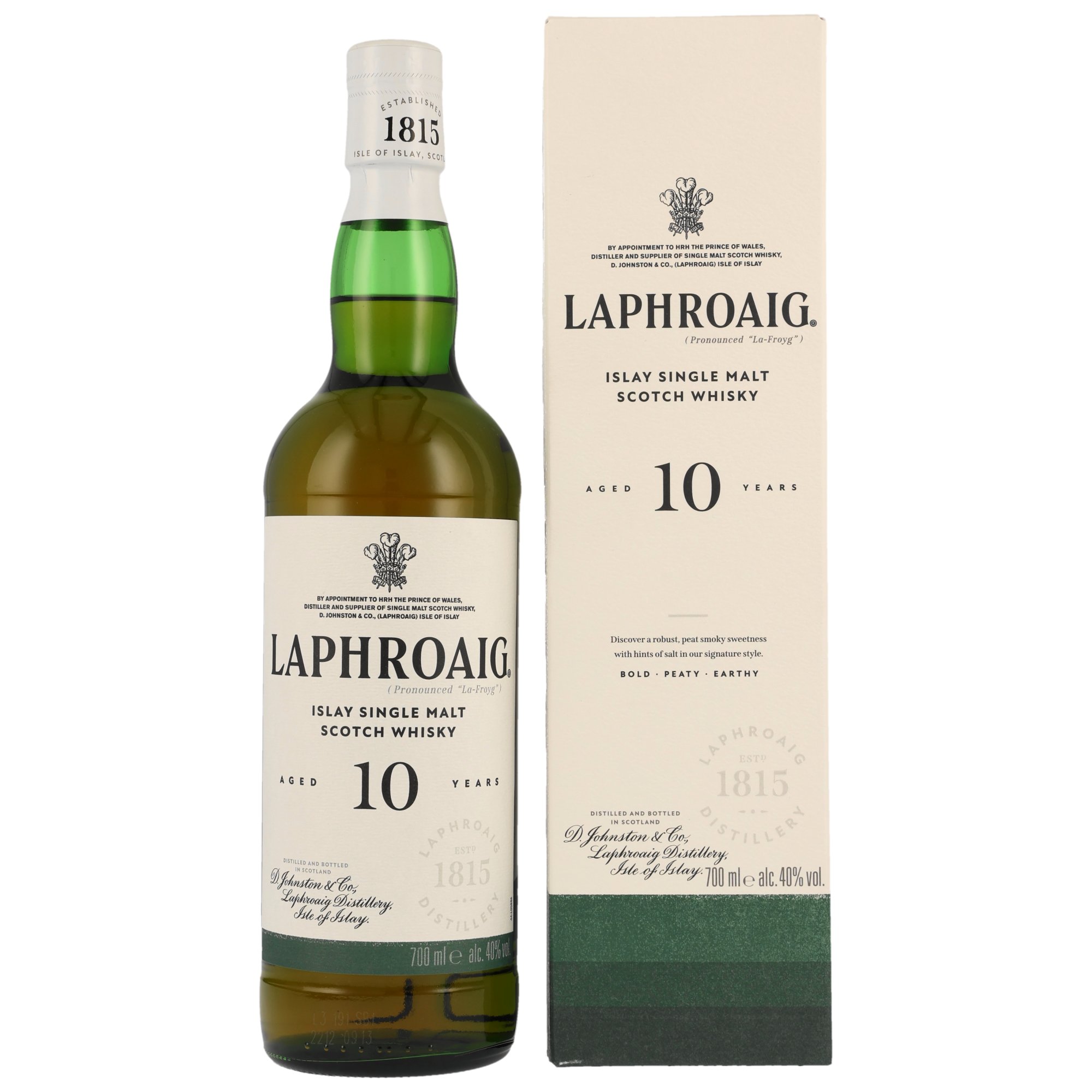Laphroaig 10 Years Old Islay Single Malt Scotch Whisky 700ml in Originalkartonage mit Korkverschluss