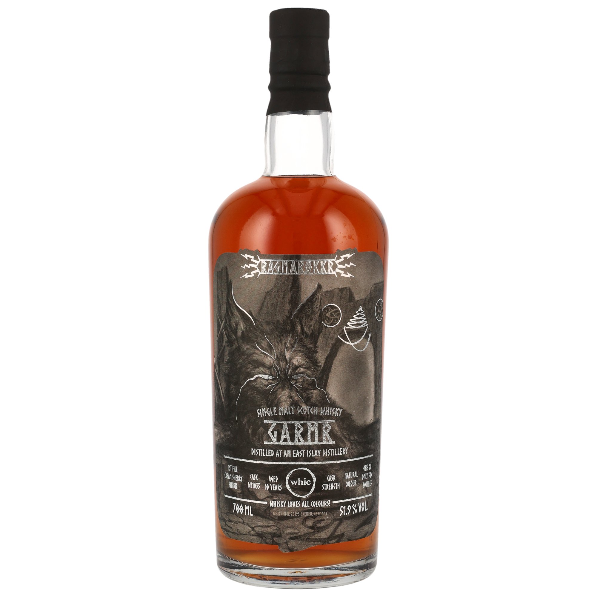 Ragnarökkr Garmr Islay Single Malt Scotch Whisky 10 Jahre 51,9% Vol. 700ml mit Wikinger-Motiv-Etikett