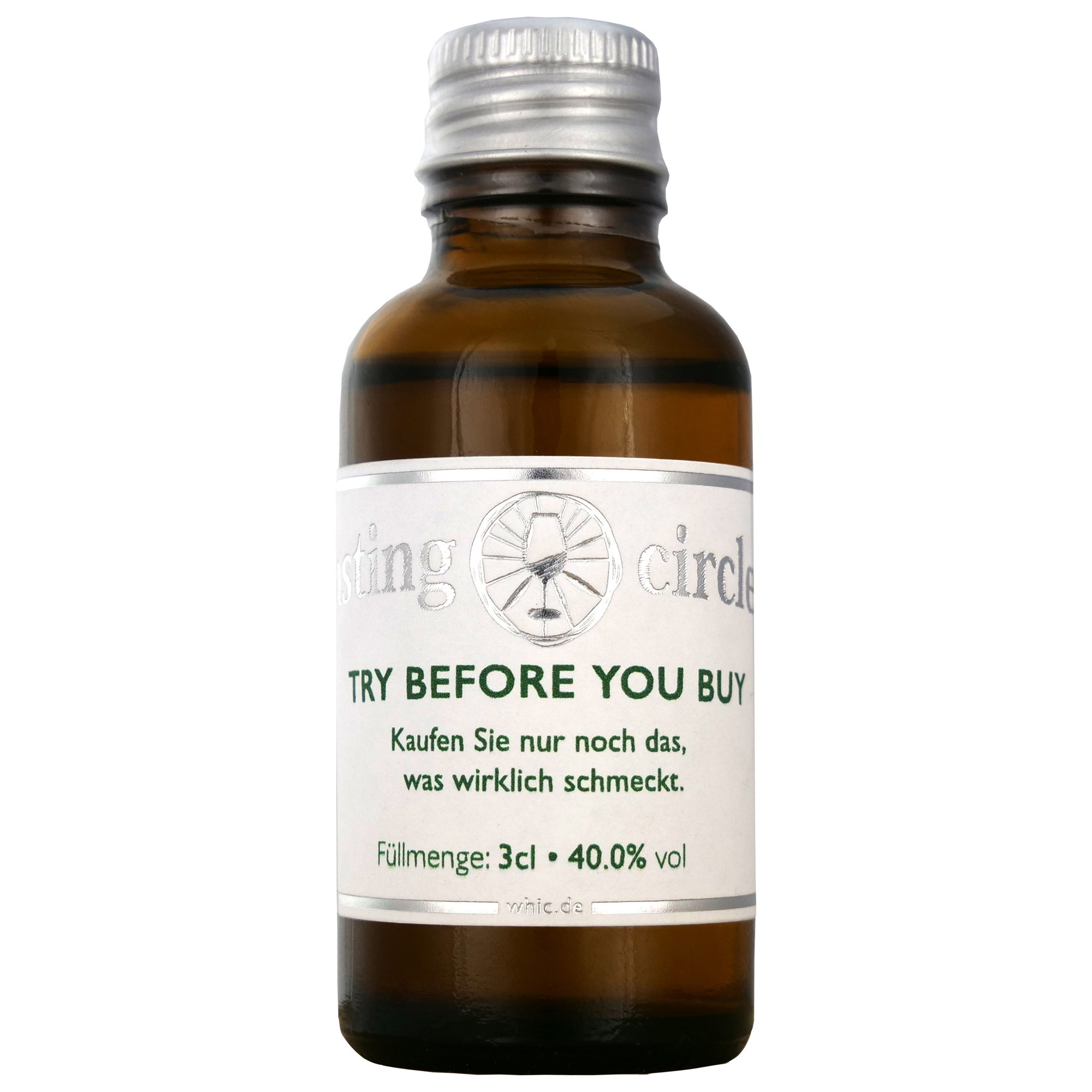 Tasting Circle Testflasche mit 3cl 40% vol Premium-Spirituose zum Probieren vor dem Kauf