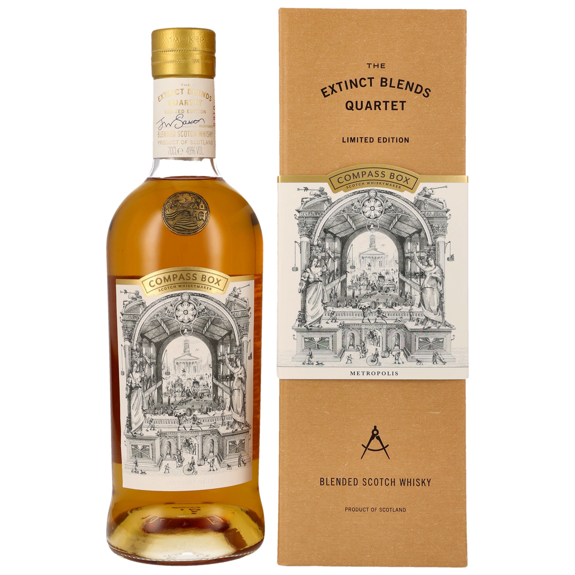 Compass Box Extinct Blends Quartet Limited Edition Blended Scotch Whisky 49% Vol. in illustrierter Geschenkbox