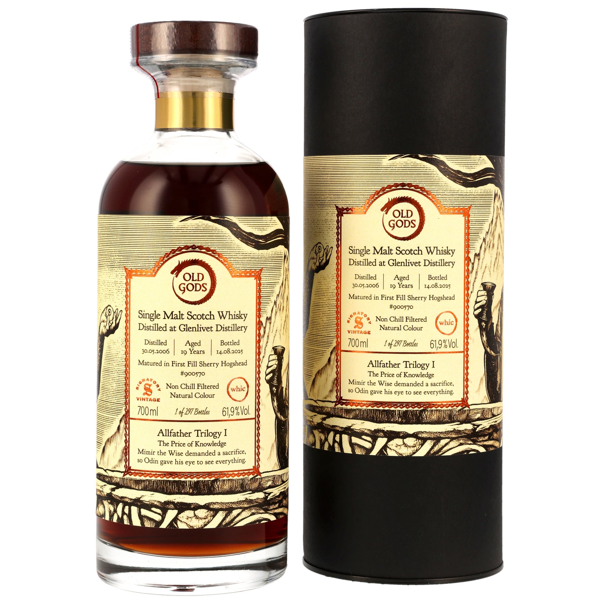 Glenlivet 2006/2025 - 19 Jahre First Fill Sherry Hogshead #900570 The Price of Knowledge Allfather Trilogy I Old Gods (whic)