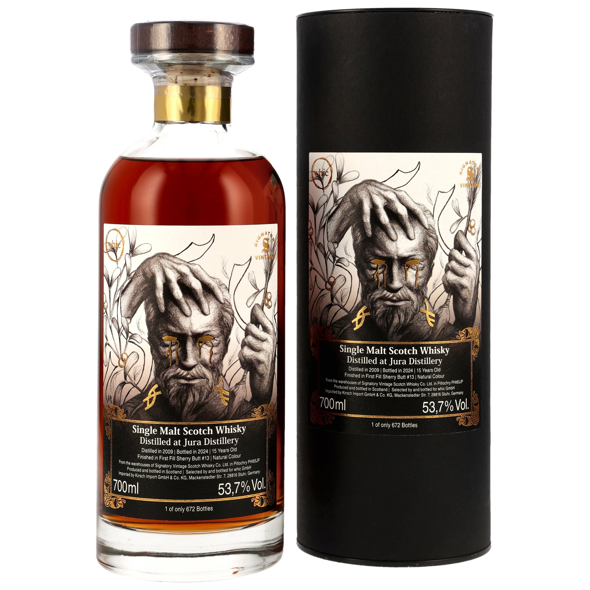 Signatory Vintage Jura 2009 15 Jahre Single Malt Scotch Whisky in First Fill Sherry Butt #13 mit 53,7% Vol. und limitierter 700ml-Flasche Nr. 1 von 672