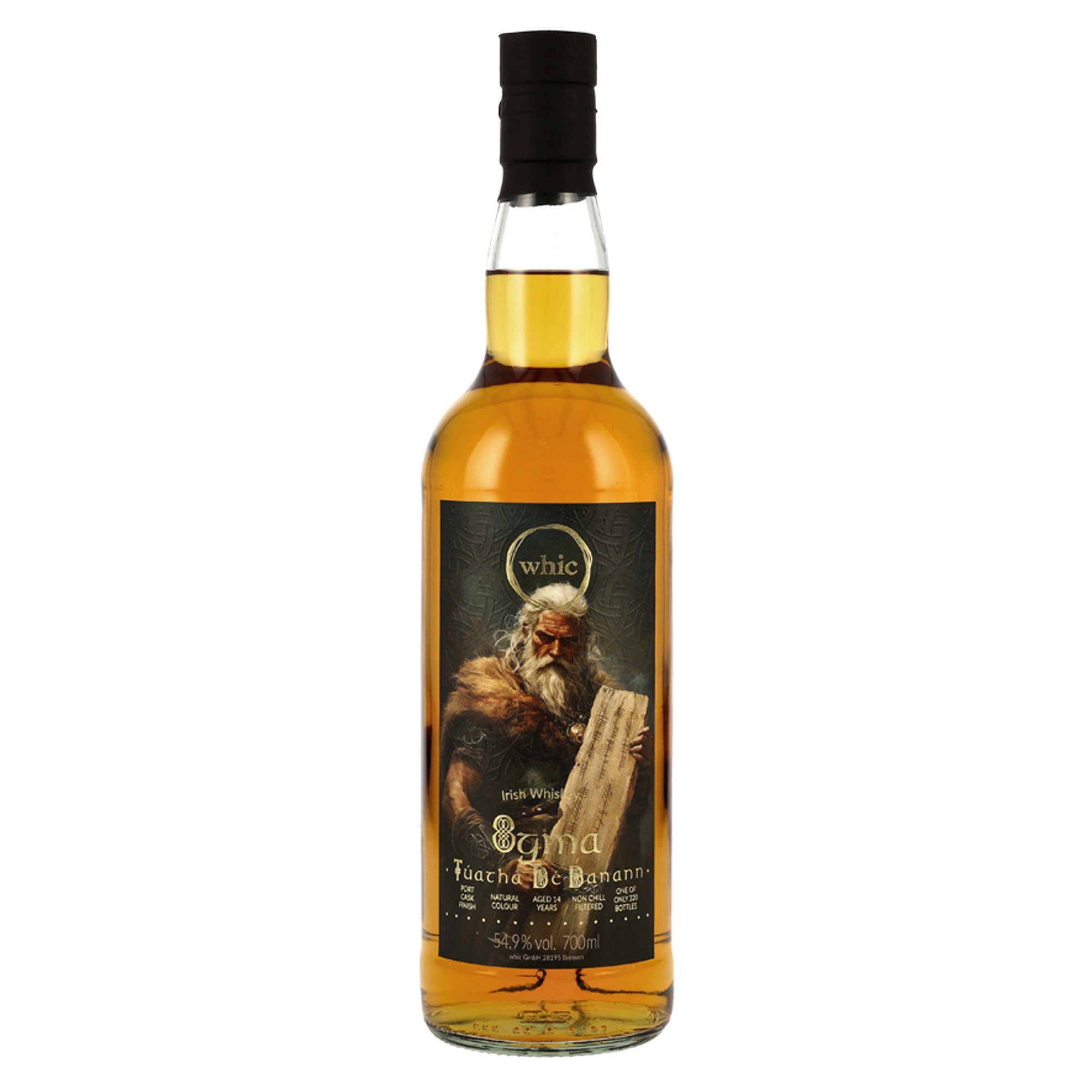 whic.de Tuatha Dé Danann Ogma 8 Jahre Irish Single Malt Whisky 54,9% vol. mit Port-Cask-Finish in 700ml-Flasche