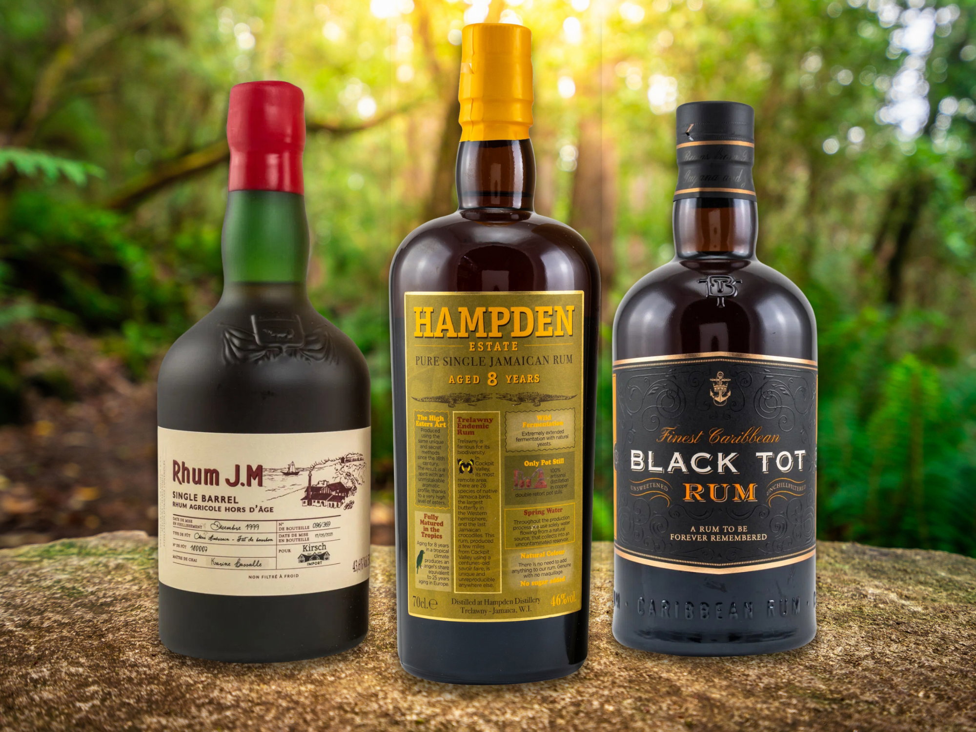 Rhum J.M Single Barrel Rhum Agricole, Hampden Estate 8 Jahre Pure Single Jamaican Rum, Black Tot Finest Caribbean Rum in authentischer Umgebung