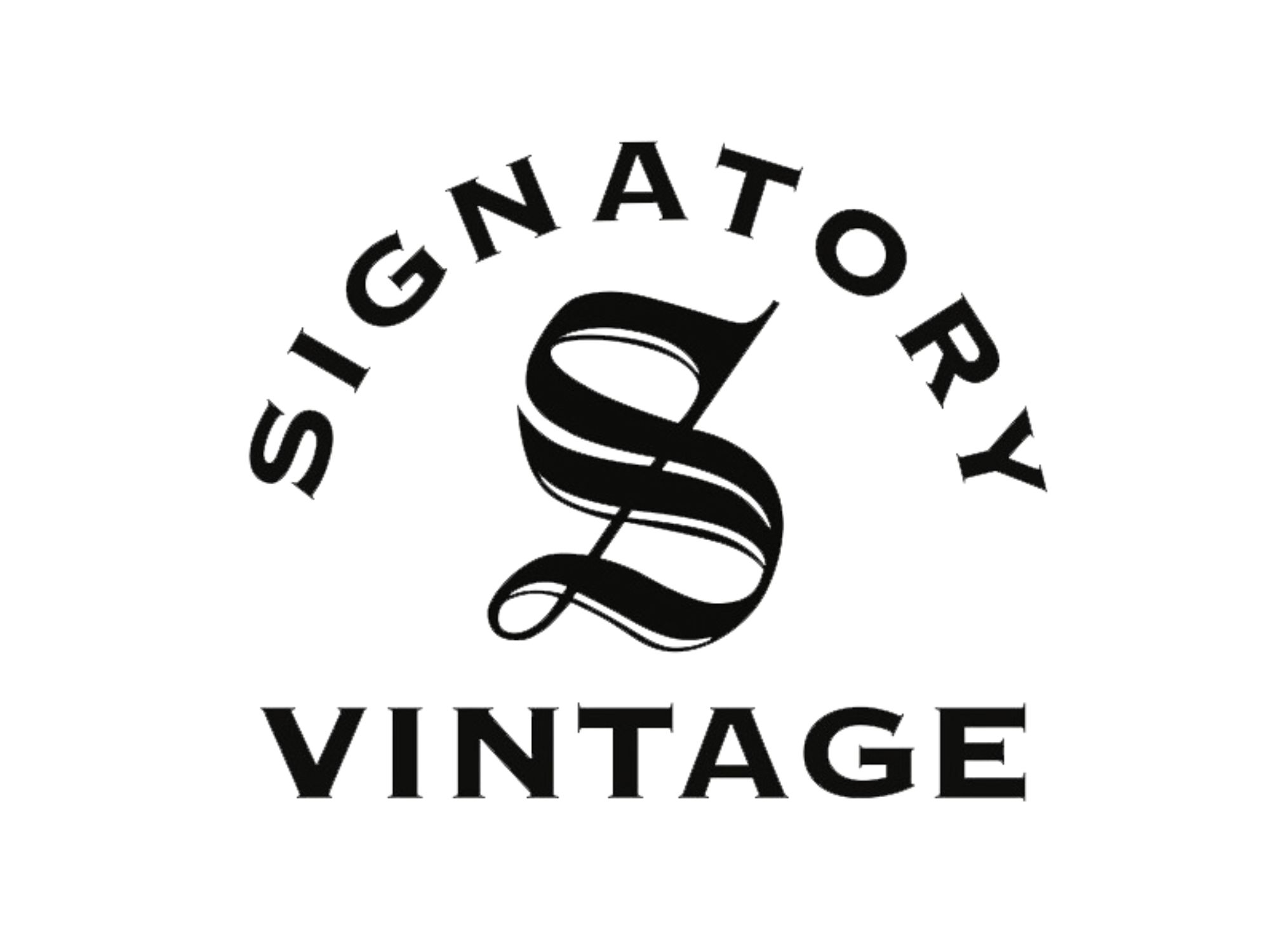Signatory Vintage Logo mit stilisiertem S und halbkreisförmigem Schriftzug