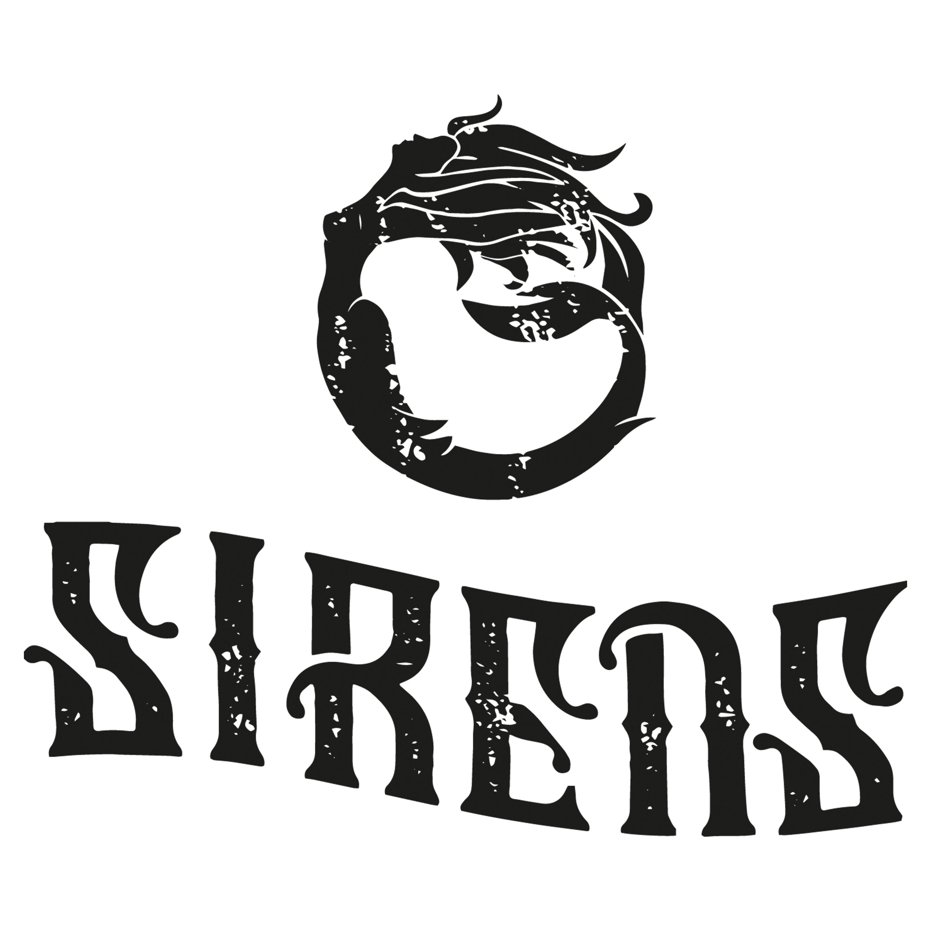 Logo der Premium-Spirituosenmarke Siren mit stilisiertem Drachen-Emblem in Schwarz-Weiß