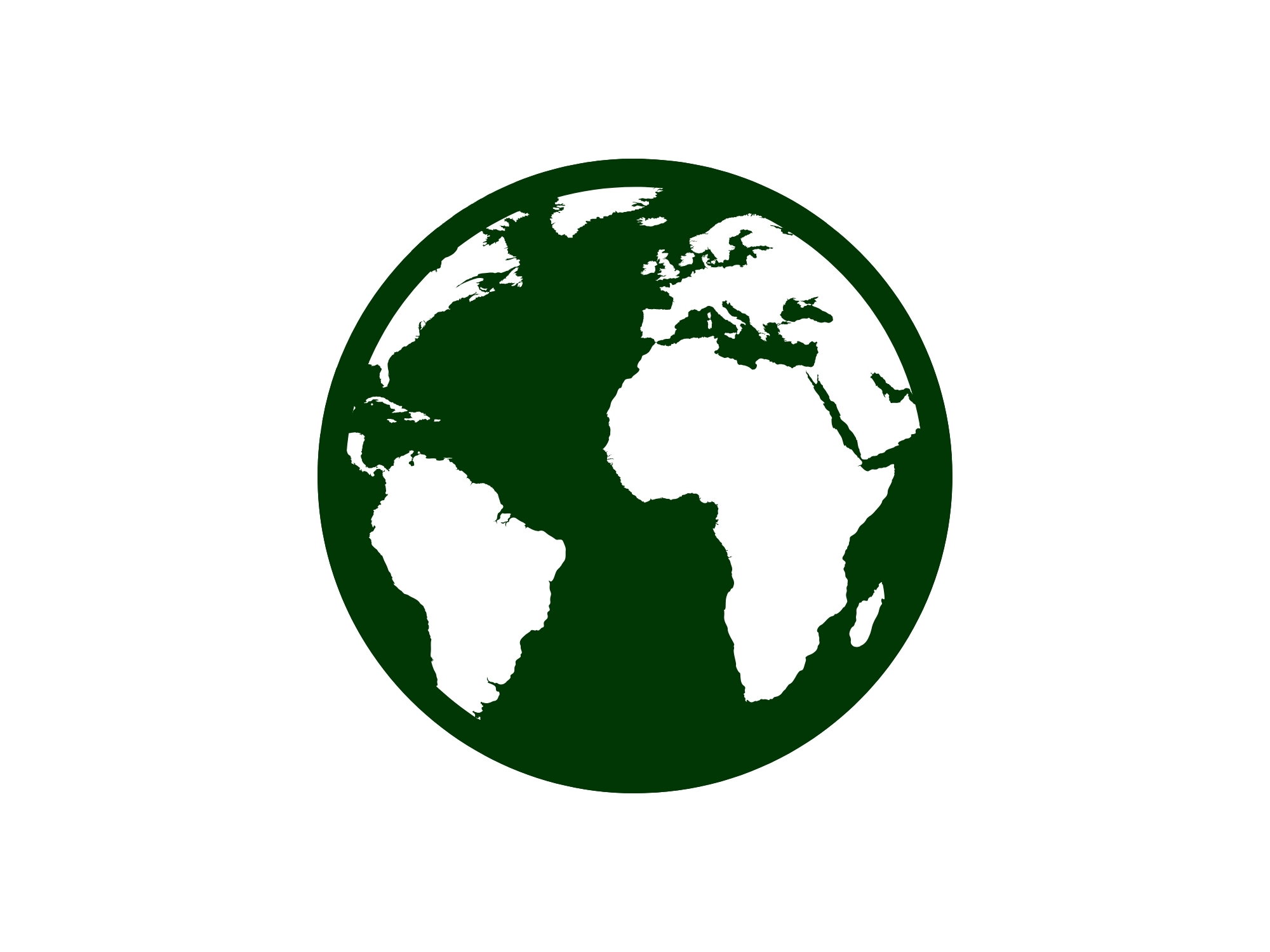 Globus-Ikon mit Fokus auf Europa, Afrika und den Nahen Osten in dunklem Premium-Design